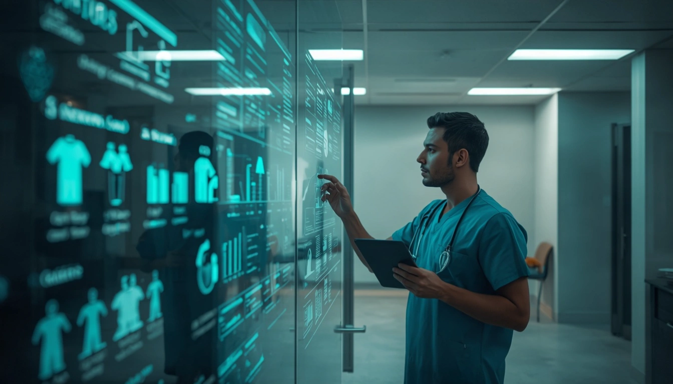 Equipe de saúde analisando informações digitais pré-consulta